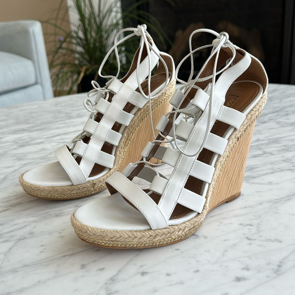 Aquazzura Lace up White Wedge